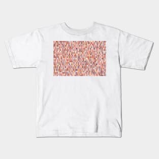 Peach, salmon and coral, pink shades, geometric pieces print Kids T-Shirt